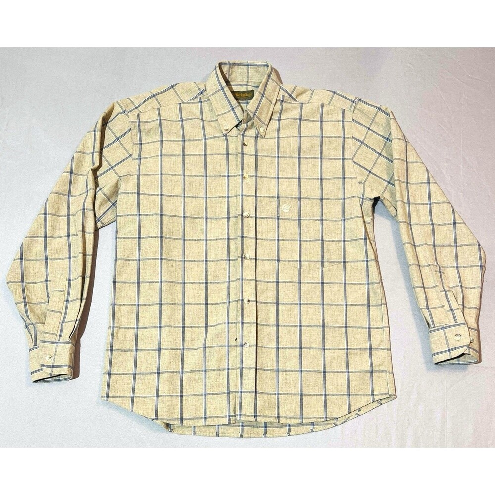 Timberland Men's Long Sleeve Plaid Brown/Blue Weathergear Shirt - Size Large